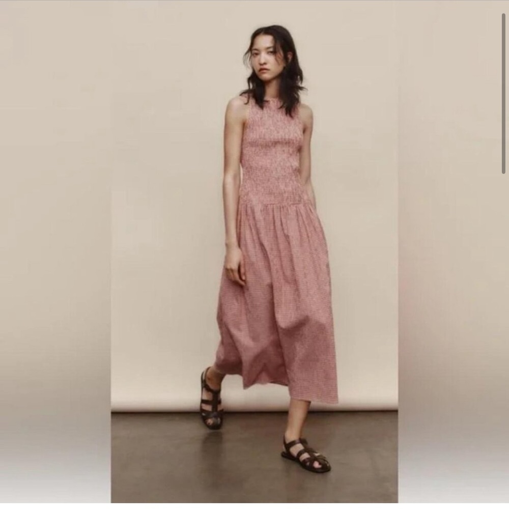 ZARA GINGHAM MIDI DRESS